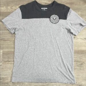 True Religion Gray and Black Short Sleeve Tee